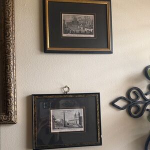 Framed Black & Gold Architectural Drawings Set